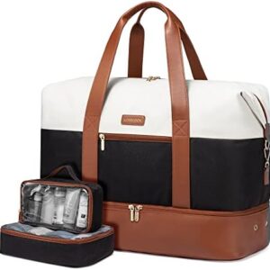 LOVEVOOK Weekender Bag, Large Travel Duffel Bag for Women with 2 Packing Cubes, Carry on Overnight Bag with Shoe Compartment, Mom Hospital Bags for Labor and Delivery
