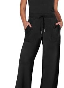 ANRABESS Womens Jumpsuits 2024 Casual Summer Dressy Romper Sleeveless Wide Leg Long Pants Outfits Fashion Travel Clothes