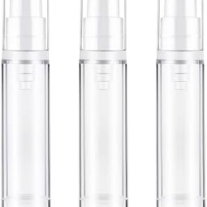 3pcs Empty Airless Pump Bottles Refillable Clear Travel Lotion Compact Vacuum Press Pump Bottle Cream Cosmetic Container for DIY Foundation, Gel, Lotion, Moisturiser - 10ml