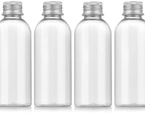 3.4 oz Travel Bottles TSA Approved, 6 pcs Refillable Travel Bottles Leak Proof with Silvery Screw Cap, Essential Oil Bottles Empty