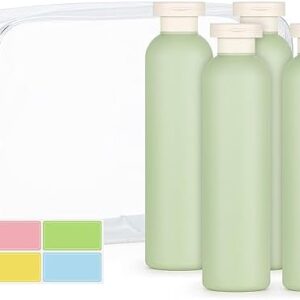 WantGor Squeeze Bottles with Flip Cap, 4Pcs Large Empty Refillable Plastic Leak Proof Travel Bottles for Shampoo, Conditioner, Creams, Lotion (8.8oz/260ml)