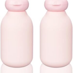Squeeze Bottle with Flip Cap Travel Bottles for Toiletries 2 Pack 3.4 oz/100ml Travel Containers for Toiletries Shampoo and Conditioner Bottles Refillable Plastic Travel Size Bottles(Pink)