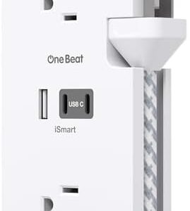 Travel Essentials, Cruise Ship Power Strip with USB Ports, 2 Outlets 3 USB (2 USB C) Wrapped Short Extension Cord 12 inches Desktop Charging Station Power Strip for Travel Hotel Cruise Must Haves