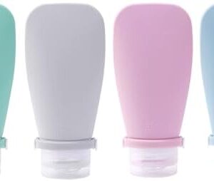 Silicone Travel Bottles for Toiletries, TSA Approved Travel Containers 4 Pack of Leak Proof Refillable Accessories