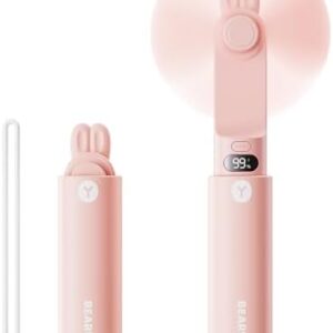 Portable Handheld Fan, Personal Mini Fan - Hand Held Fan, LED Display, USB Rechargeable Small Travel Fan with Portable Charger, Cute Lash Eyelash Pocket Fan for Women, Girls