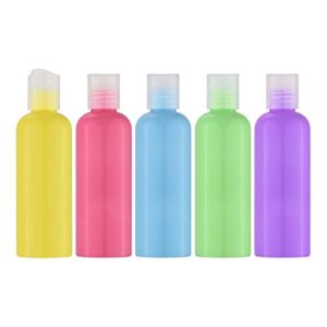 3.4 oz Travel Bottles for Toiletries, Empty Travel Size Containers Tsa Approved, 5PCS Small Plastic Shampoo Bottles with Labels (100ml)