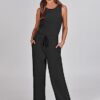ANRABESS Womens Jumpsuits 2024 Casual Summer Dressy Romper Sleeveless Wide Leg Long Pants Outfits Fashion Travel Clothes - Image 2