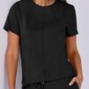 ANRABESS 2 Piece Sets for Women Summer Outfits Lounge Sweatsuits Short Sleeve Wide Leg Pants Sweat Set Tracksuit Clothes - Image 7