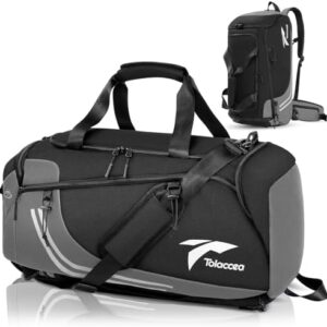 Tolaccea Gym Bag for Men, 45L Travel Duffel Bag, Weekender Bags, Carry on Backpack with Wet Pocket & Shoes Compartment, Sport Duffel Bag for Workout, Hiking, Cli