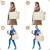 ETRONIK Gym Bag for Women, Travel Duffel Bag with USB Charging Port, Weekender Overnight Bag with Wet Pocket and Shoes Compartment for Women, Travel, Gym, Yoga (Beige) - Image 7