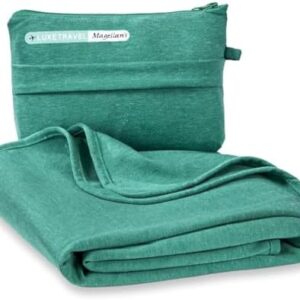 SAGEFINDS Airplane Travel Blanket | Compact Throw Blanket for Camping and Hiking | Converts into a Pillow | Travel Gift | Soft Jersey Knit | Fits in Backpack | Attaches to Luggage | Travel Essential