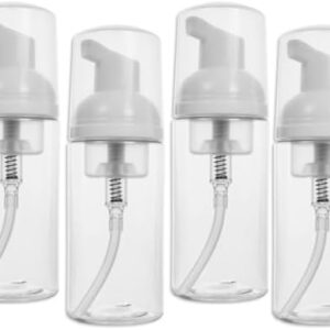 2oz Travel-Sized Foaming Pump Bottles,4PCS Empty Foam Pump Bottle,Refillable Travel Size Mousse Bottle,Hand Soap Shampoo Lash Shampoo Foaming Soap Dispenser Bottles,BPA Free(Clear) (A-Clear)