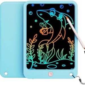 LCD Writing Tablet 10 Inch, Toys for 3 4 5 6 7 8 9 10 Year Old Boys Girls, Colorful Doodle Board Drawing Tablet, Gift for Boys Toddlers Age 3-12 Years, Memo Board, Drawing Pads with Lanyard(Lake Blue)