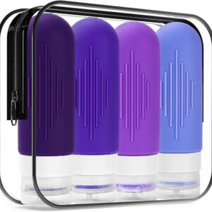 4 Pack Travel Bottle Reusable Silicone Travel Bottles Travel Size Containers for Toiletries Leak Proof Travel Bottles Tsa Approved Toiletry Bottles Travel Liquid Bottles Travel Accessories (z-z-z-h4)