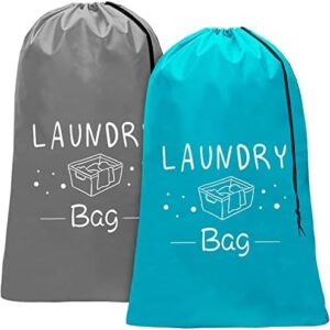 Sylfairy 2 Pack Extra Large Travel Laundry Bag, Dirty Clothes Organizer with Drawstring,Heavy Duty Travel Laundry Bags,Easy Fit a Laundry Hamper or Basket Travel Essentials