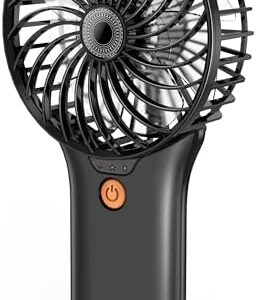 Portable Handheld Fan Desk Fan, Powerful Personal Fan 4 Adjustable Speed USB Recharging Battery Operated Mini Fan with Makeup Mirror for Stylish Girl Kids Women Men 1 Count (Pack of 1)