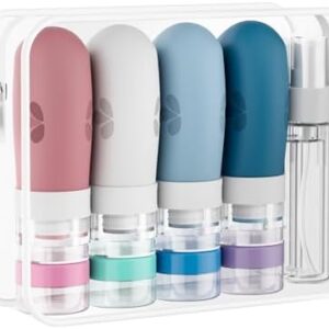 Travel Size Toiletries 16 Pack Travel Bottles Kit Containerts TSA Approved Leak Proof Silicone Travel Bottles with Labels,for Shampoo,Conditioner,Lotion,Body Wash Travel Essentials (White)