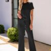 ANRABESS 2 Piece Sets for Women Summer Outfits Lounge Sweatsuits Short Sleeve Wide Leg Pants Sweat Set Tracksuit Clothes - Image 3