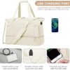 ETRONIK Gym Bag for Women, Travel Duffel Bag with USB Charging Port, Weekender Overnight Bag with Wet Pocket and Shoes Compartment for Women, Travel, Gym, Yoga (Beige) - Image 5