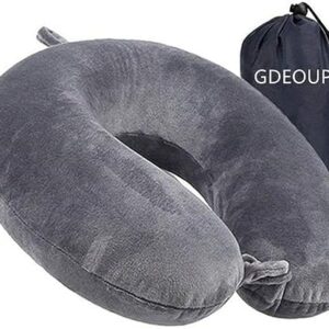 Travel Pillow Memory Foam Neck Pillow Support Pillow,Luxury Compact & Lightweight Quick Pack for Camping,Sleeping Rest Cushion (Grey)