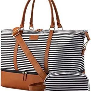 Sucipi Weekender Bags for Women Canvas Travel Duffle Bag with Shoe Compartment Overnight Bag Carry on Gym Duffel with Toiletry Bag for Traveling Weekend Hospital Bags for Labor and Delivery