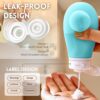 Travel Size Toiletries Bottles Kit with 4 Leak Proof Silicone Squeezable Tubes，Suction Cup Travel Bottles with Toiletry Bag Travel Accessories Shampoo Containers (3 floz) - Image 2