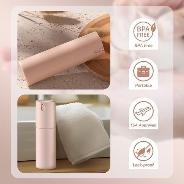 1 oz Airless Pump Bottles, Travel Lotion Container, Skincare Containers for Moisturizer(Plastic, Pink Matte, 3Pcs) - Image 4
